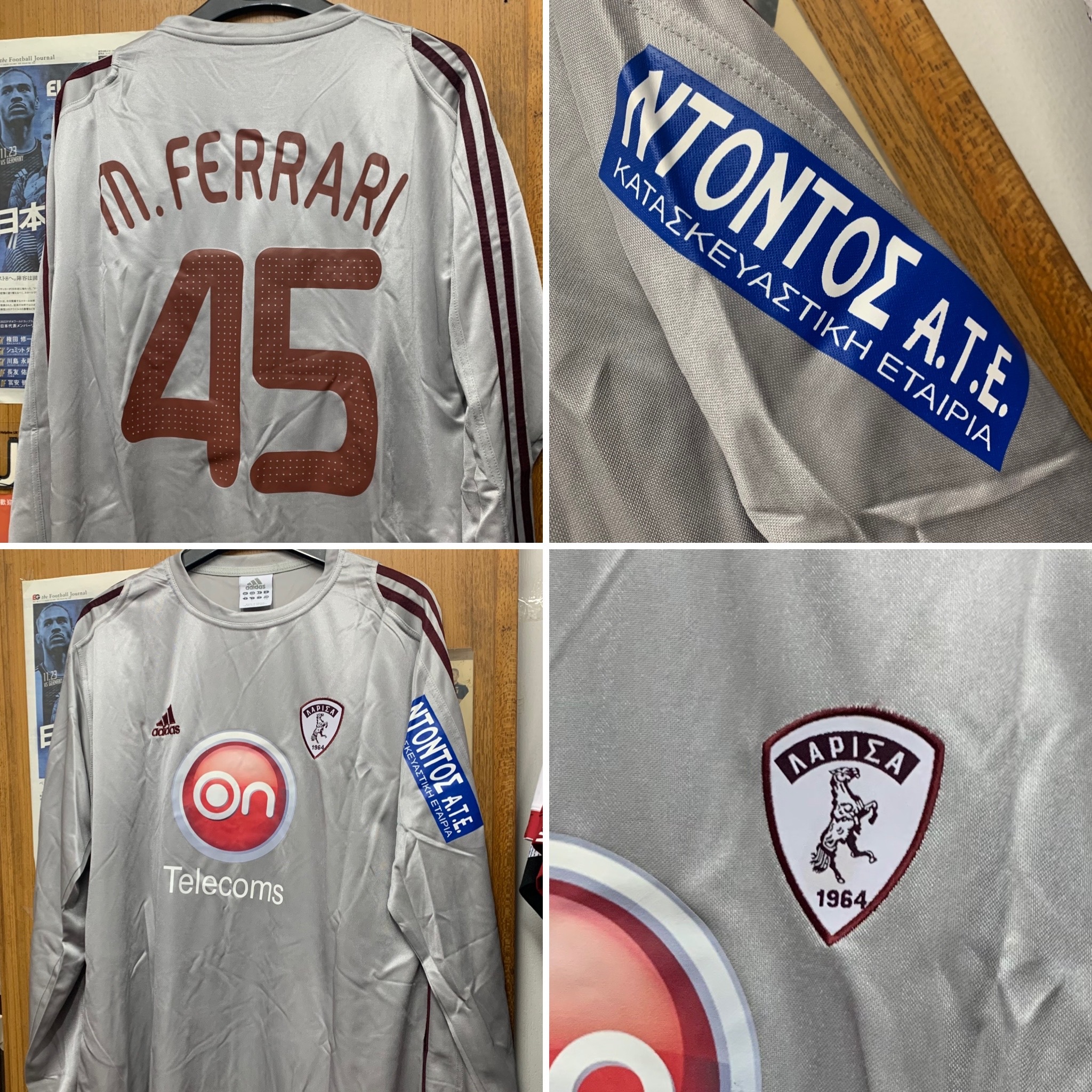 2008 AE Larisa Long Sleeve Home Shirt with 45 M.FERRARI [Used, L 90% New]