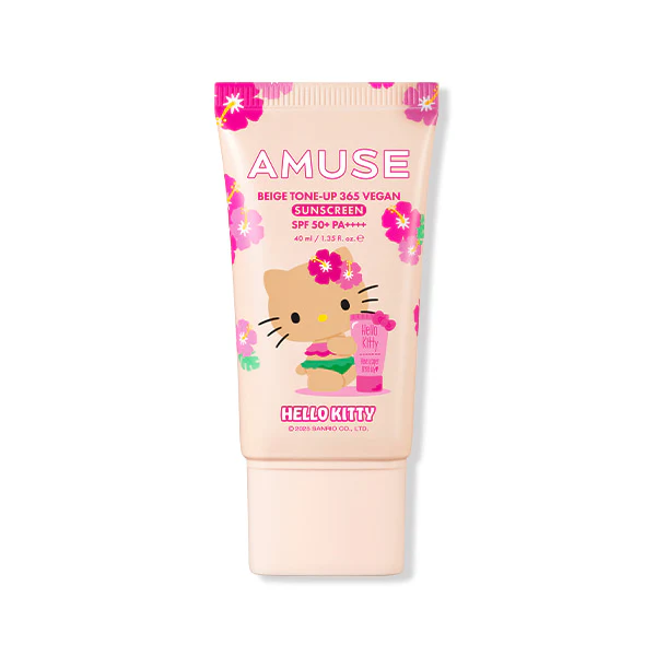 預 購 產 品丨AMUSE x「曬黑版」Hello Kitty 限定聯乘系列 純素防曬乳液 Beige Tone Up 365 Vegan Sunscreen
