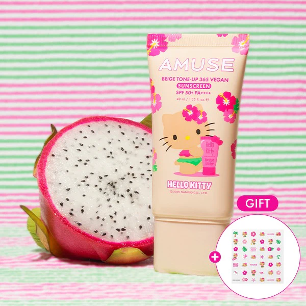 預 購 產 品丨AMUSE x「曬黑版」Hello Kitty 限定聯乘系列 純素防曬乳液 Beige Tone Up 365 Vegan Sunscreen