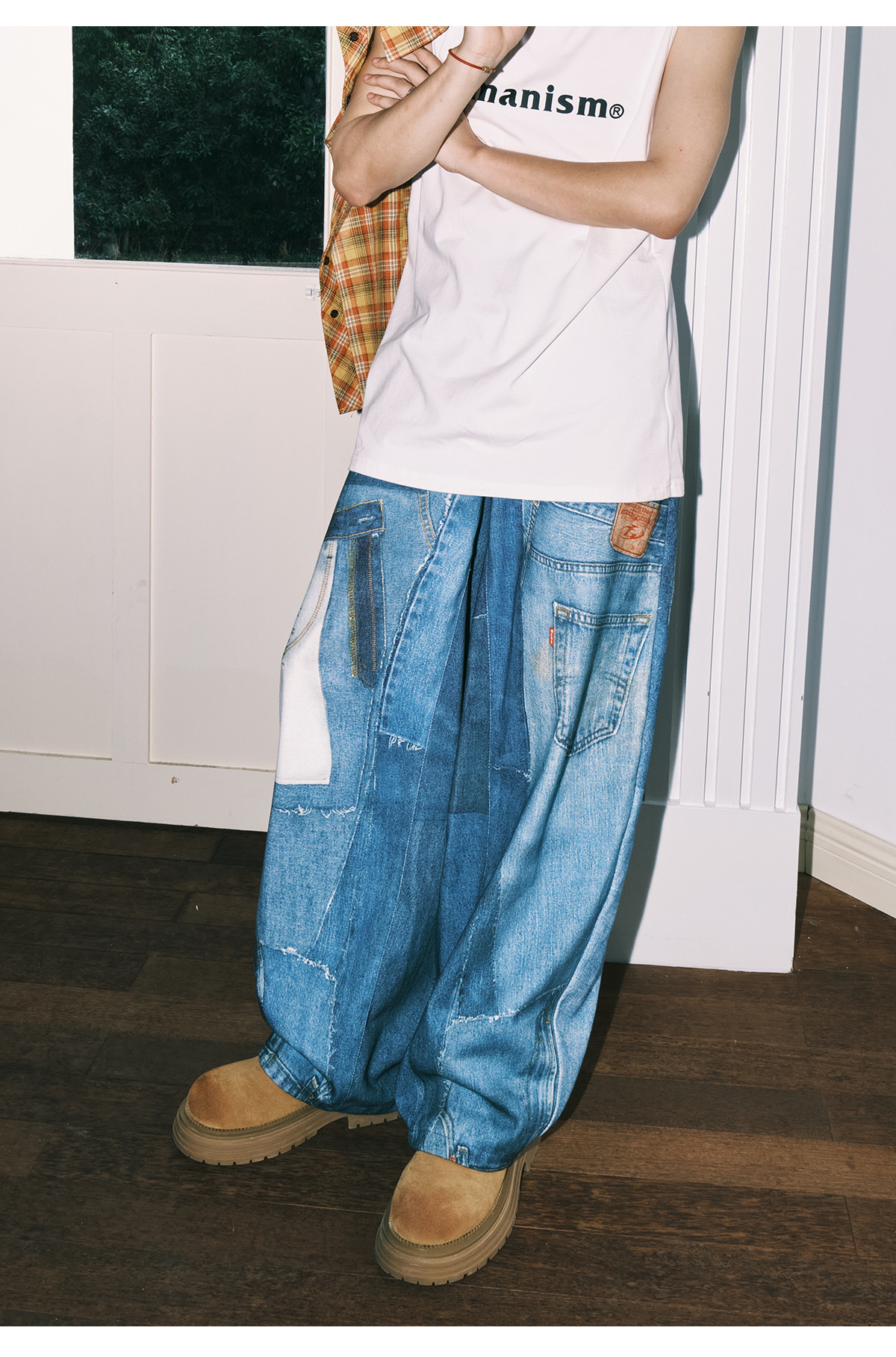 LEMANISM 多重拼接 牛仔褲