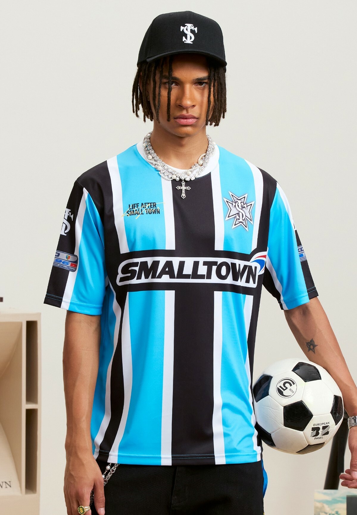 STK SmallTownKid 流光冰絲 條紋足球衣 短袖 T恤