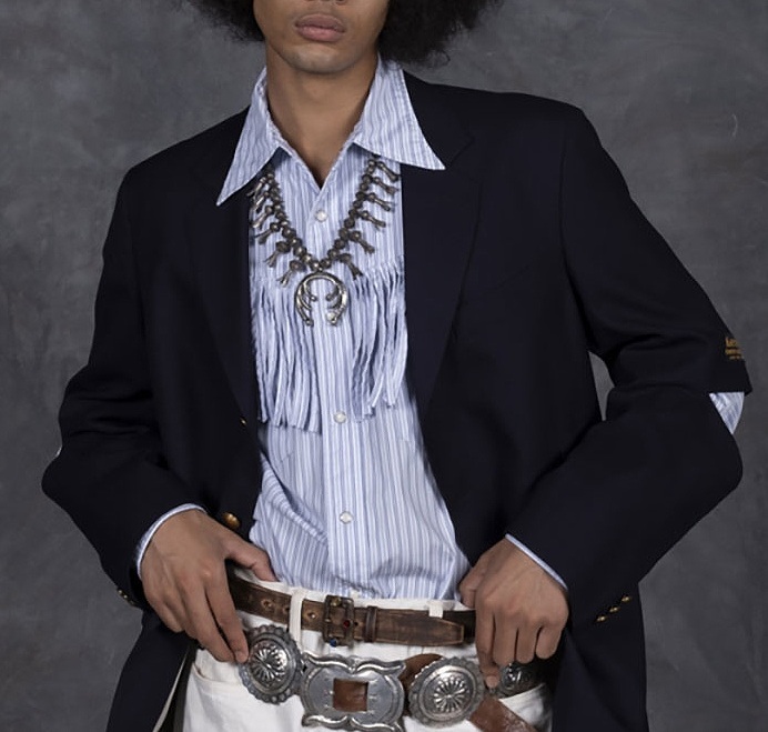 KAPITAL 2025 COTTON STRIPE FRINGE HUSKY WESTERN SHIRT L/S - PRE ORDER ITEM (預訂中)