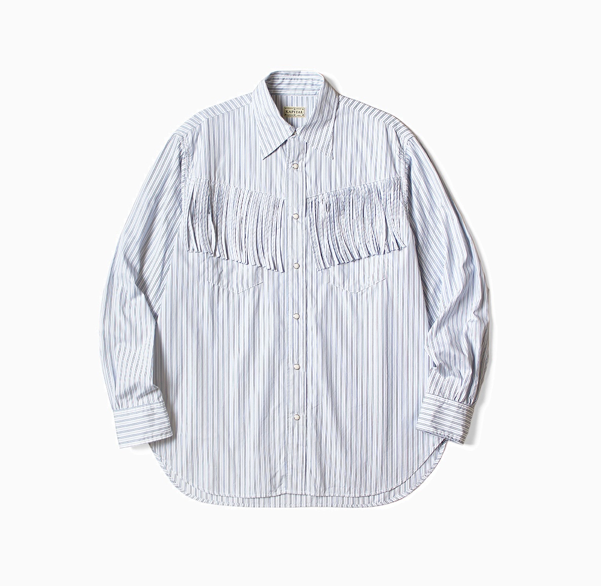 KAPITAL 2025 COTTON STRIPE FRINGE HUSKY WESTERN SHIRT L/S - PRE ORDER ITEM (預訂中)