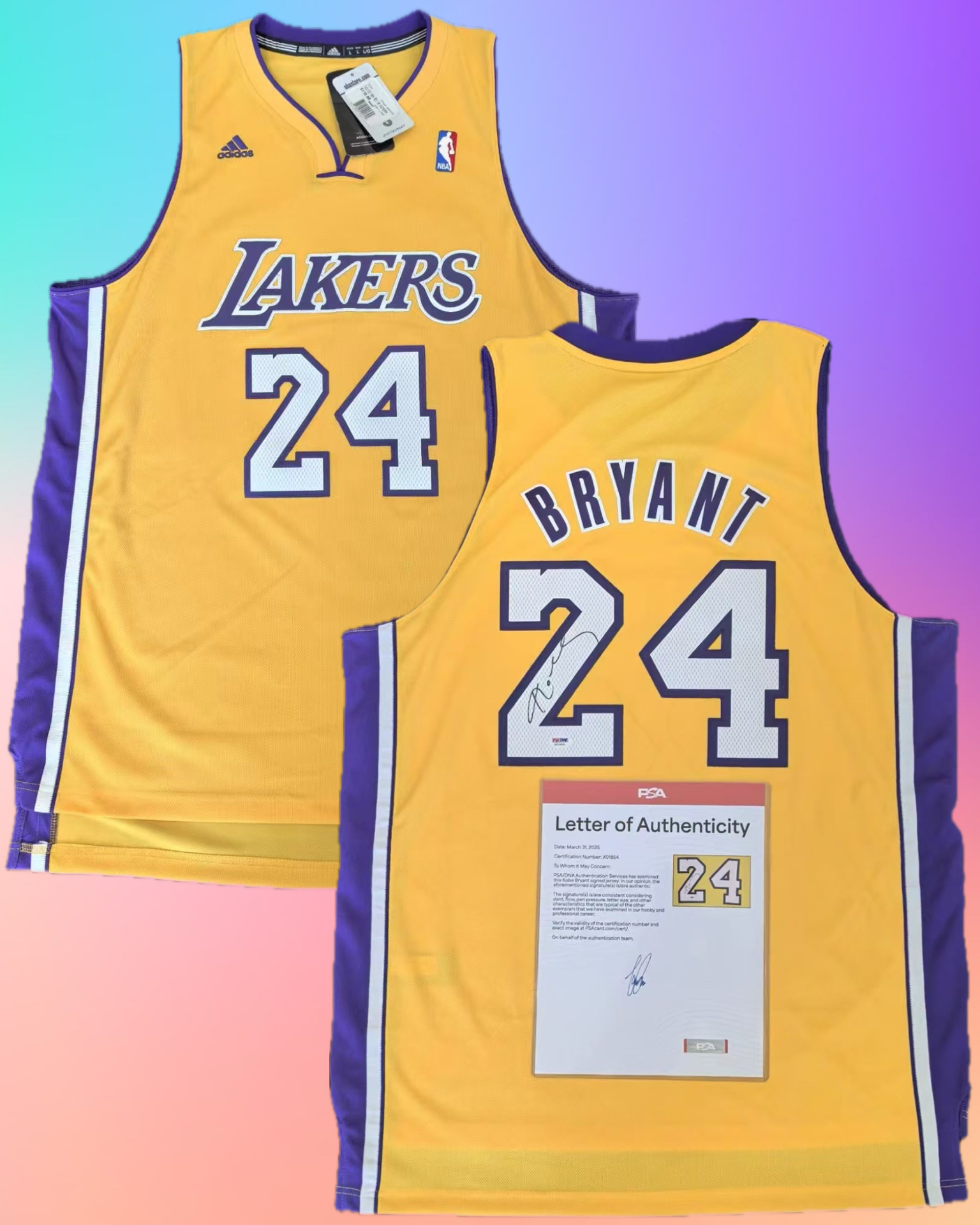 Kobe Bryant Adidas 簽名球衣連裝裱PSA認證公司