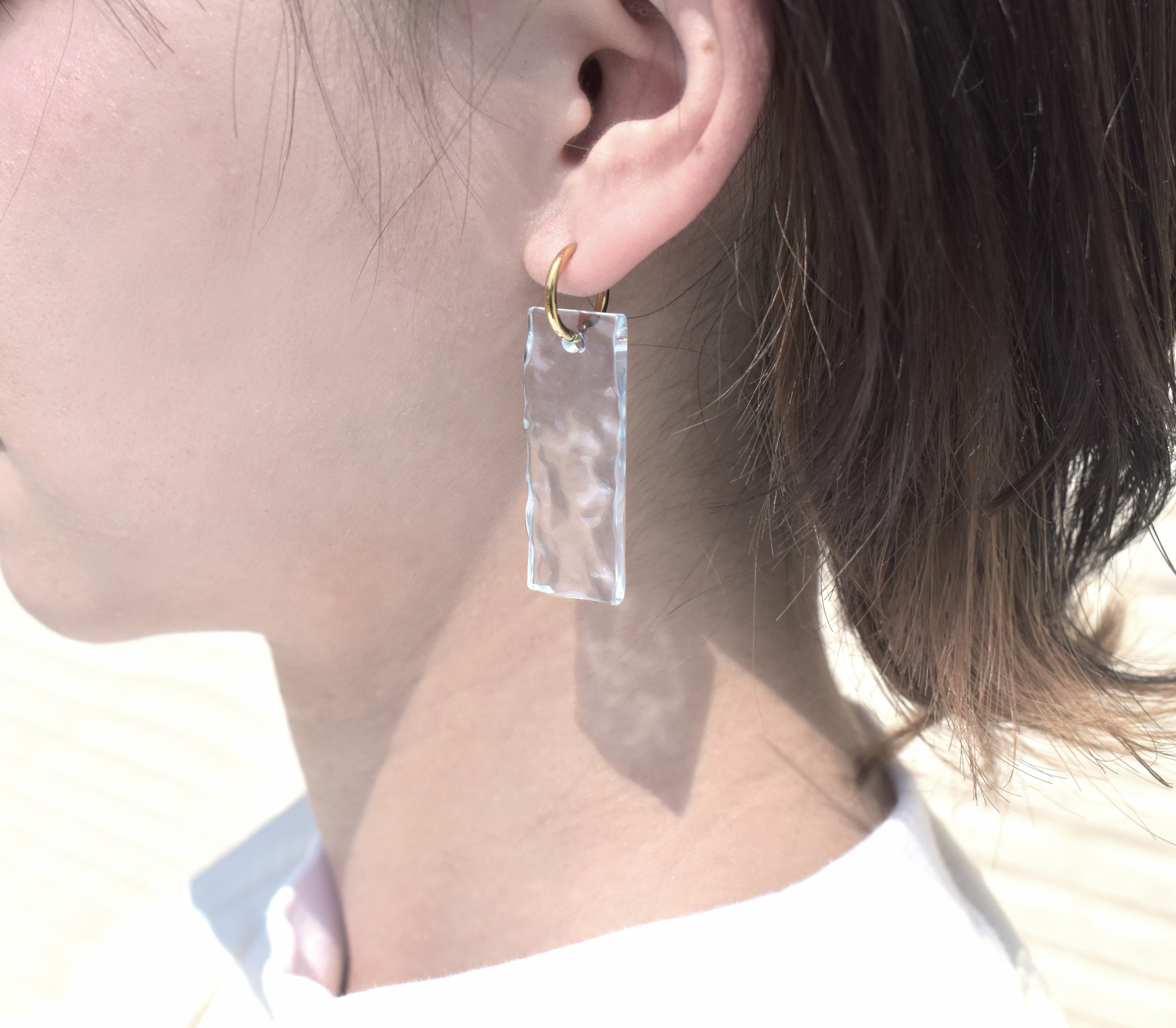[HAQC.] 方形水面耳環 | 耳夾 | NO.8