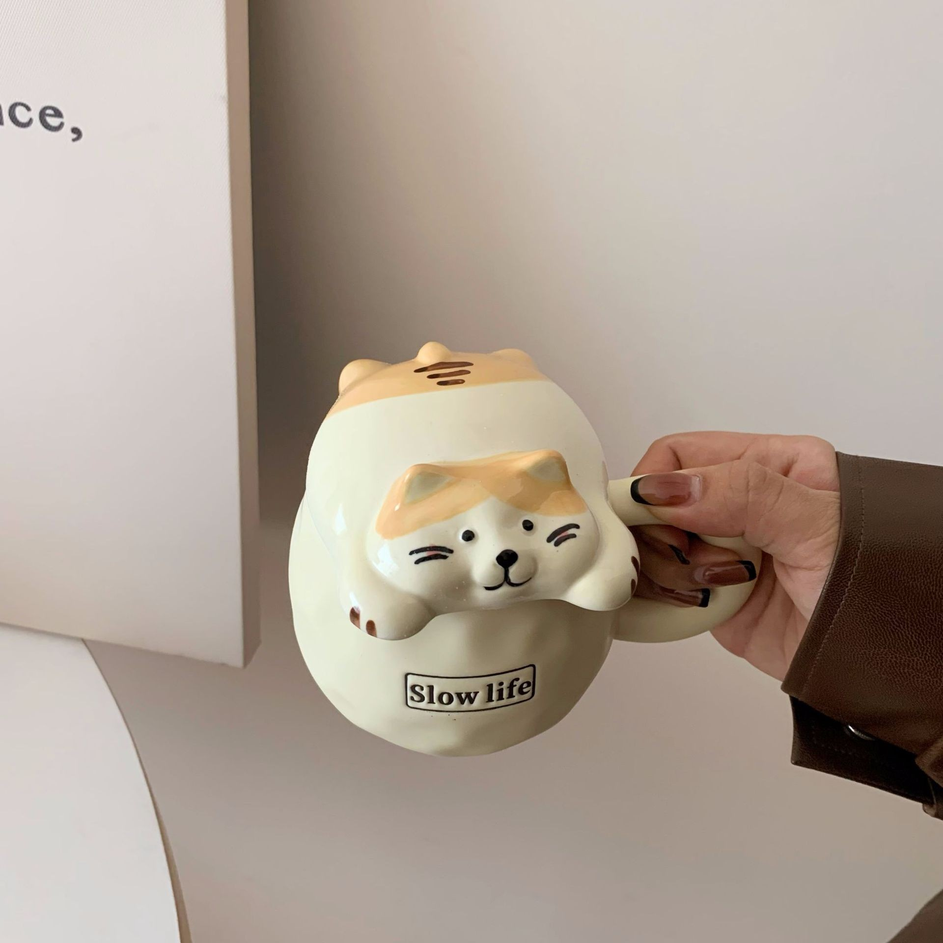 Puffy Face Cat & Teddy Bear Mug with Lid