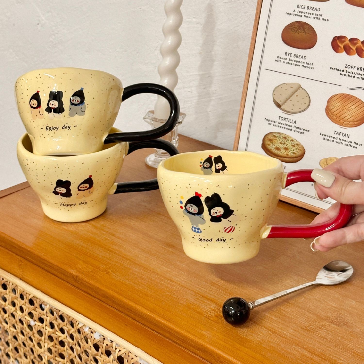 INS-style Polka Dot Bear Couple Mug Set