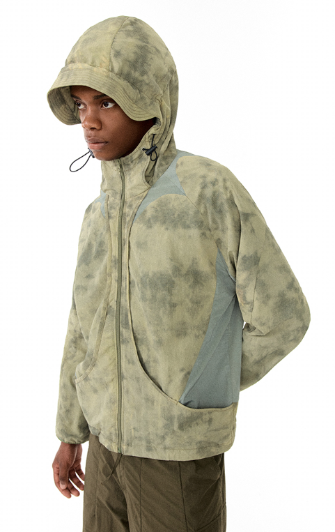 CONP 紮染拼接防曬連帽衝峰衣夾克 - 無性別設計