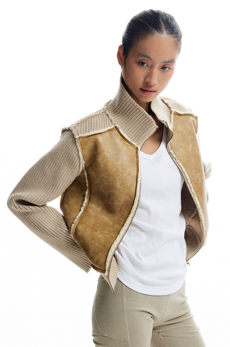 CONP 皮面拼接正反可穿外套