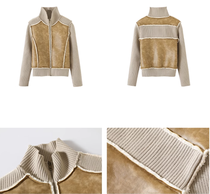 CONP 皮面拼接正反可穿外套