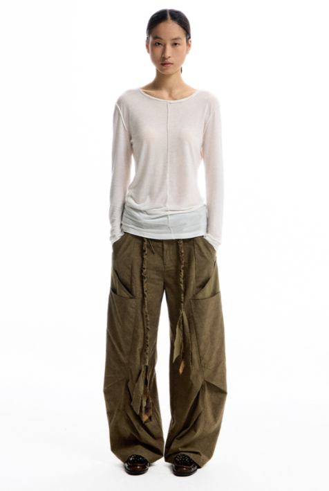 CONP 信封口袋闊腿彎刀褲