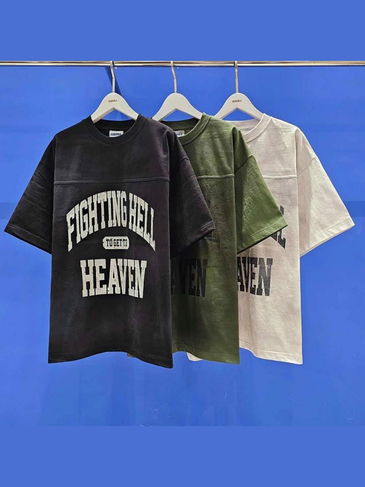 OverSize仿污英文字短袖Tee COVILL-191T