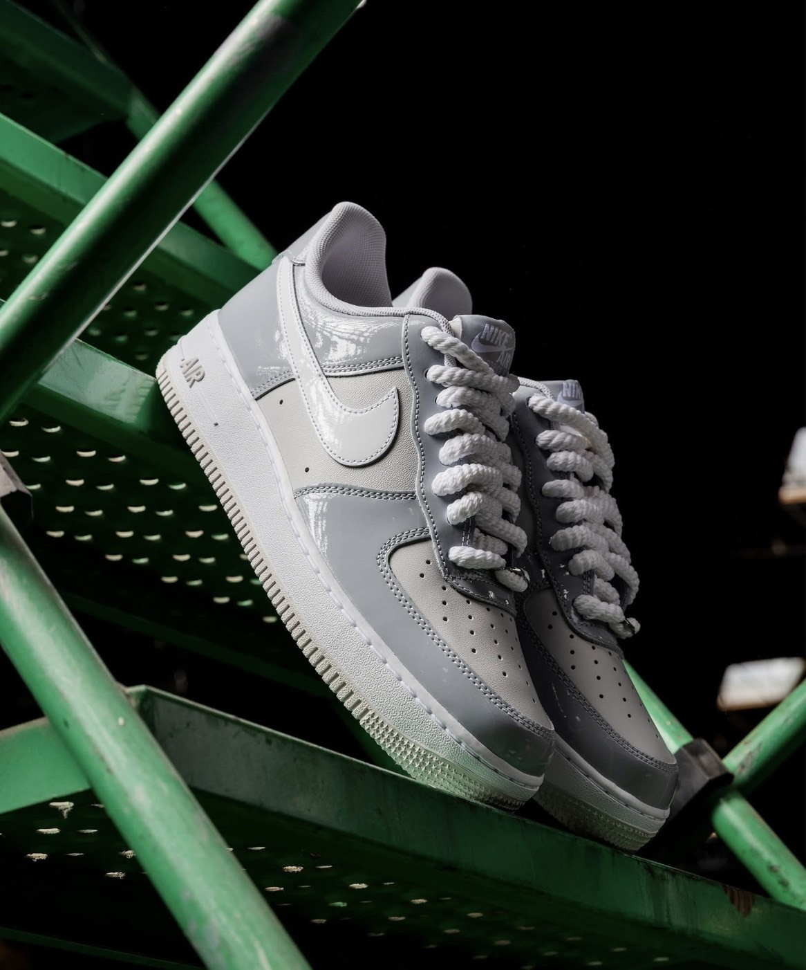 NIKE AIR FORCE 1 ‘07 LV8 藍灰白 漆皮 麻繩鞋帶 休閒鞋 HV9405001