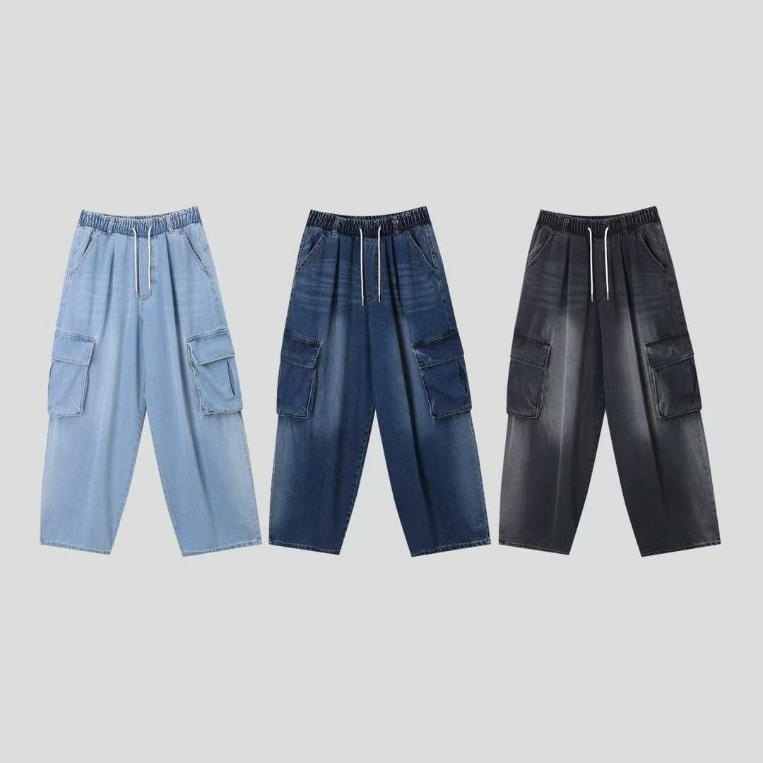 洗水工裝鬆身牛仔褲 P3067