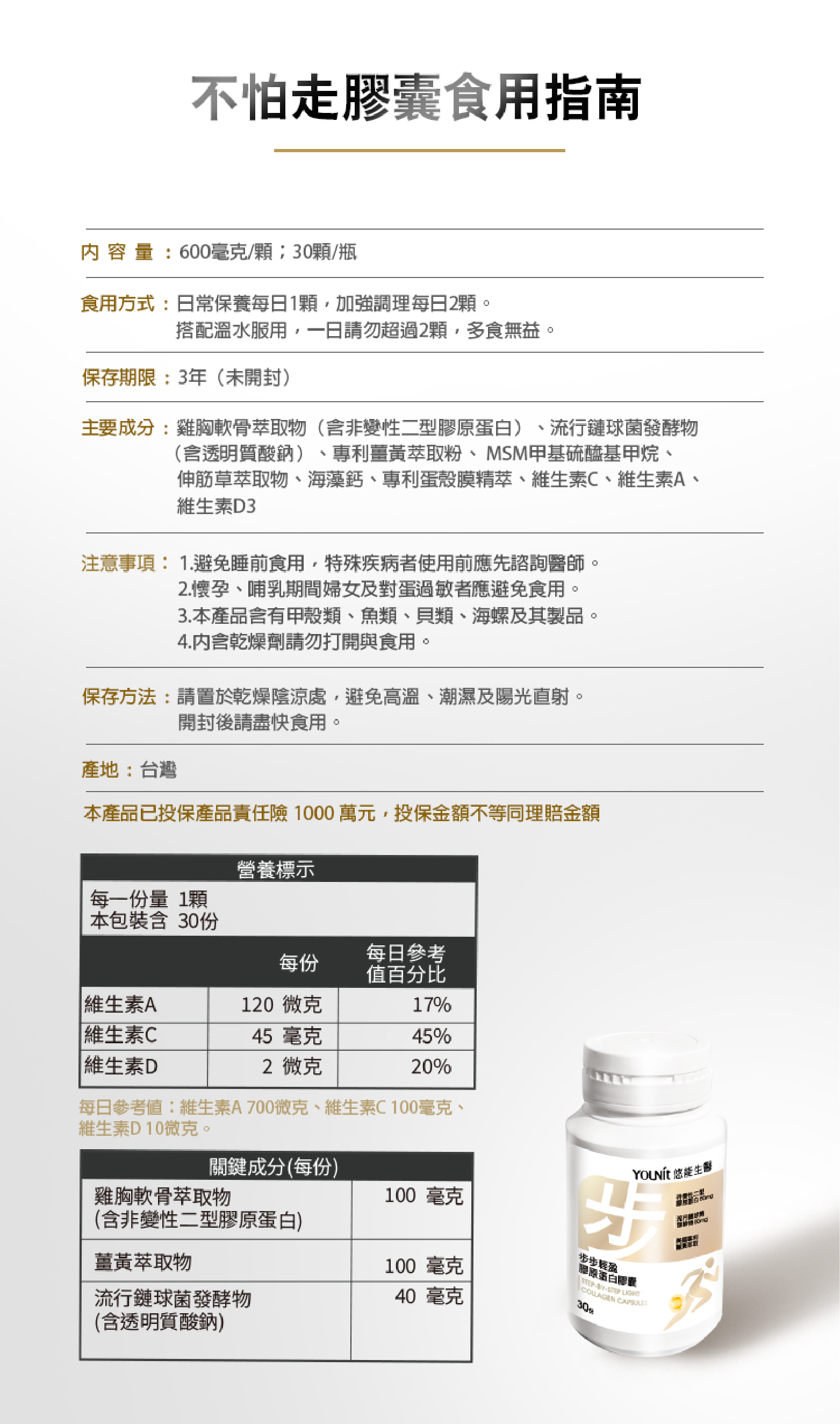 步步輕盈膠原蛋白膠囊的食用指南 | 不怕走膠囊的成分
