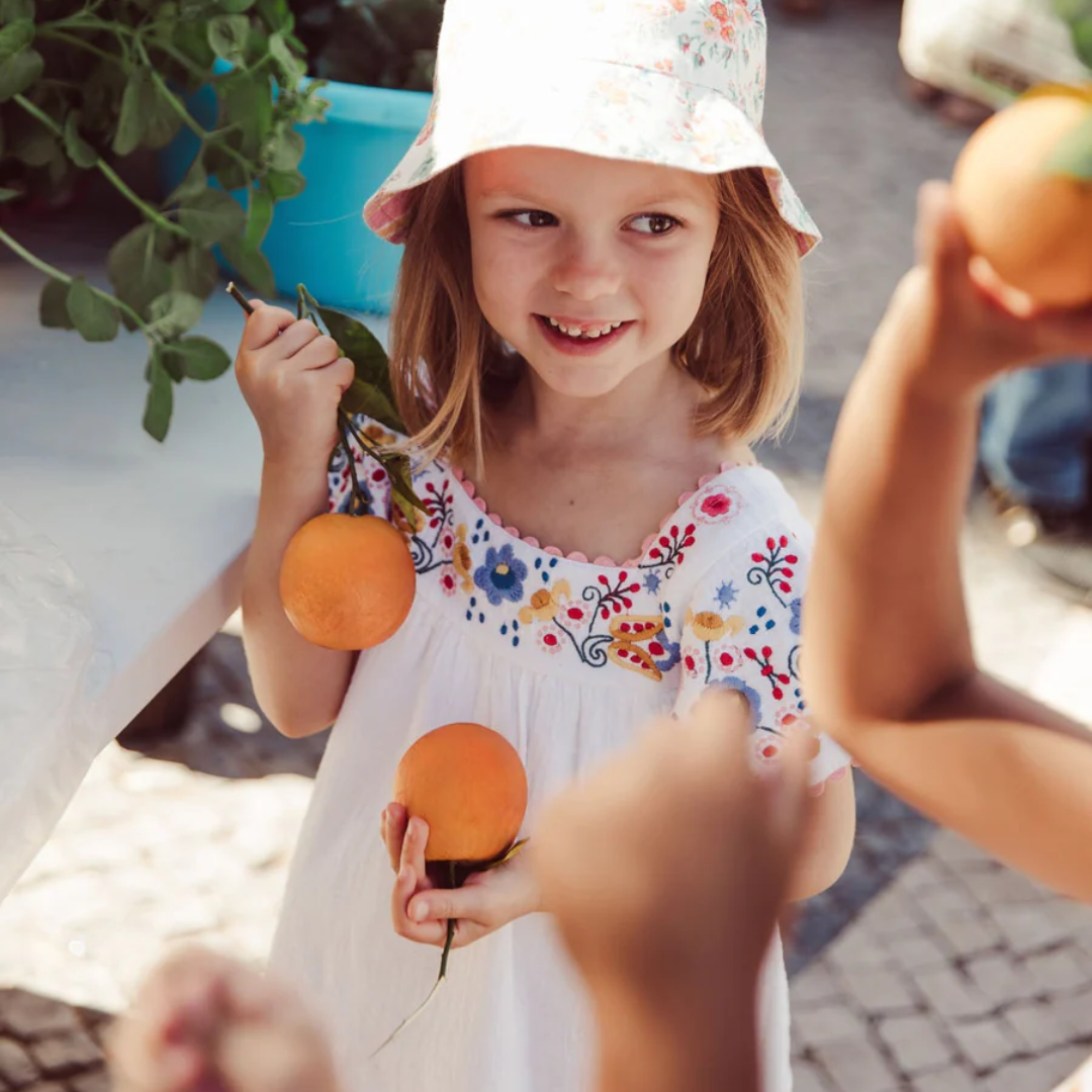 LOUISE MISHA│Dress Daya復古花卉刺繡方領長洋裝．White
