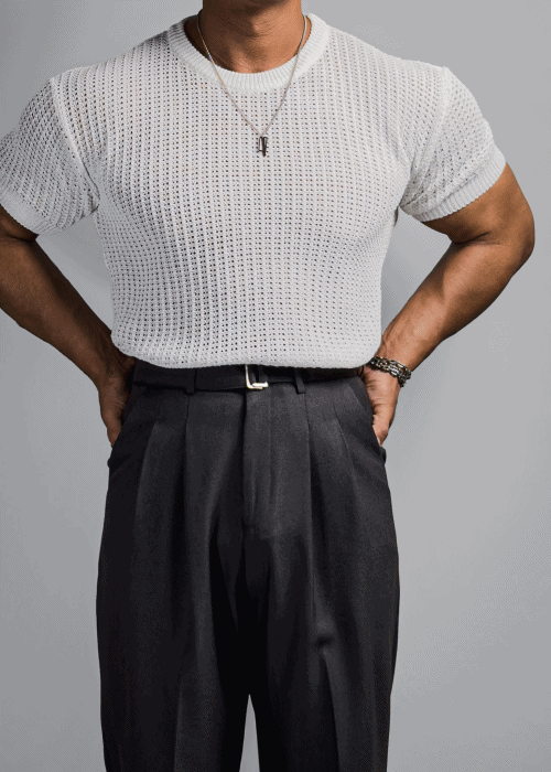 夏季鏤空短袖針織衫