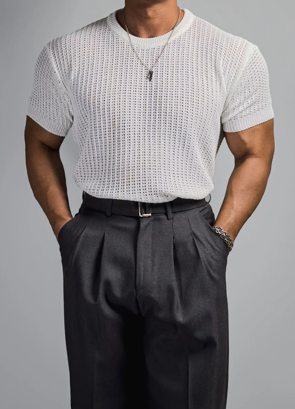 夏季鏤空短袖針織衫