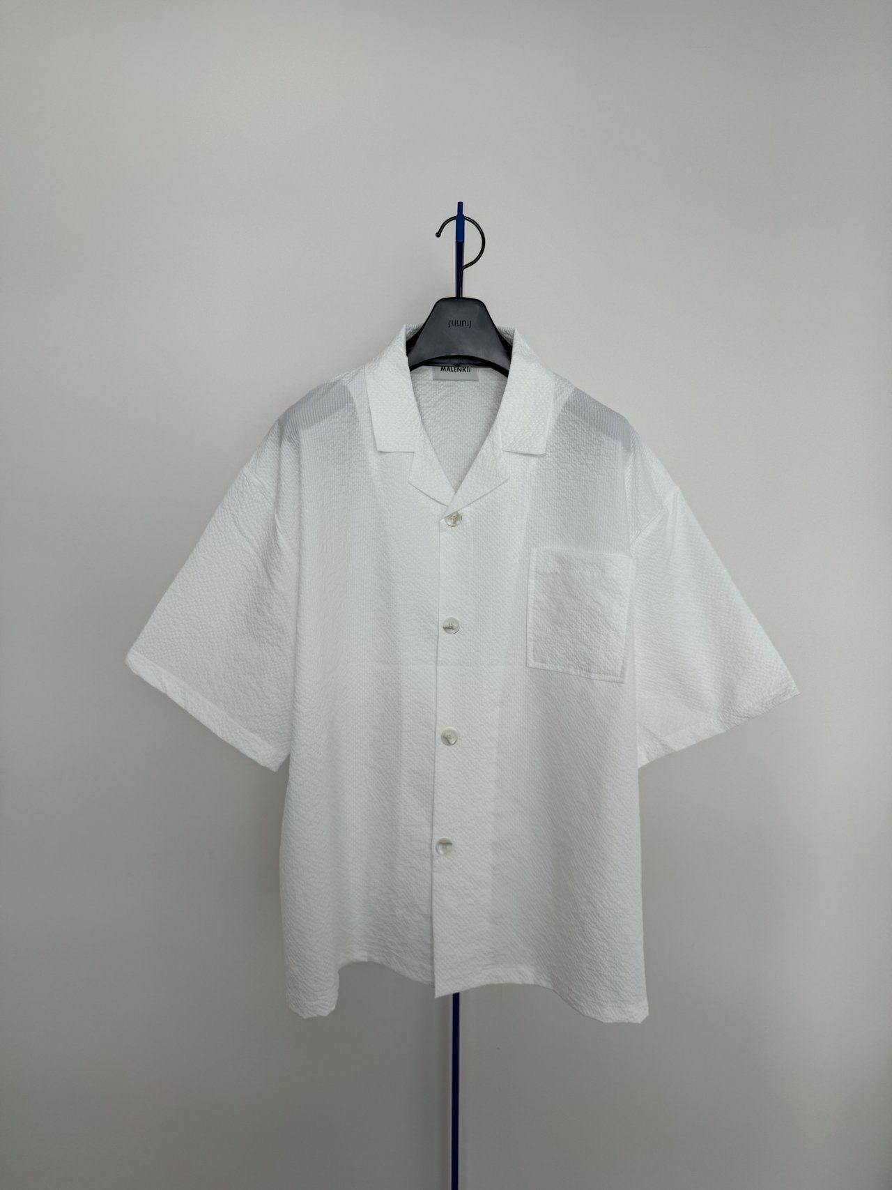 淨色暗格紋短袖恤衫 MALENKII-152S