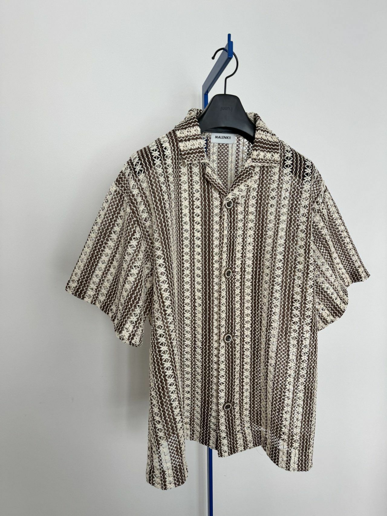 直紋通花短袖恤衫 MALENKII-153S