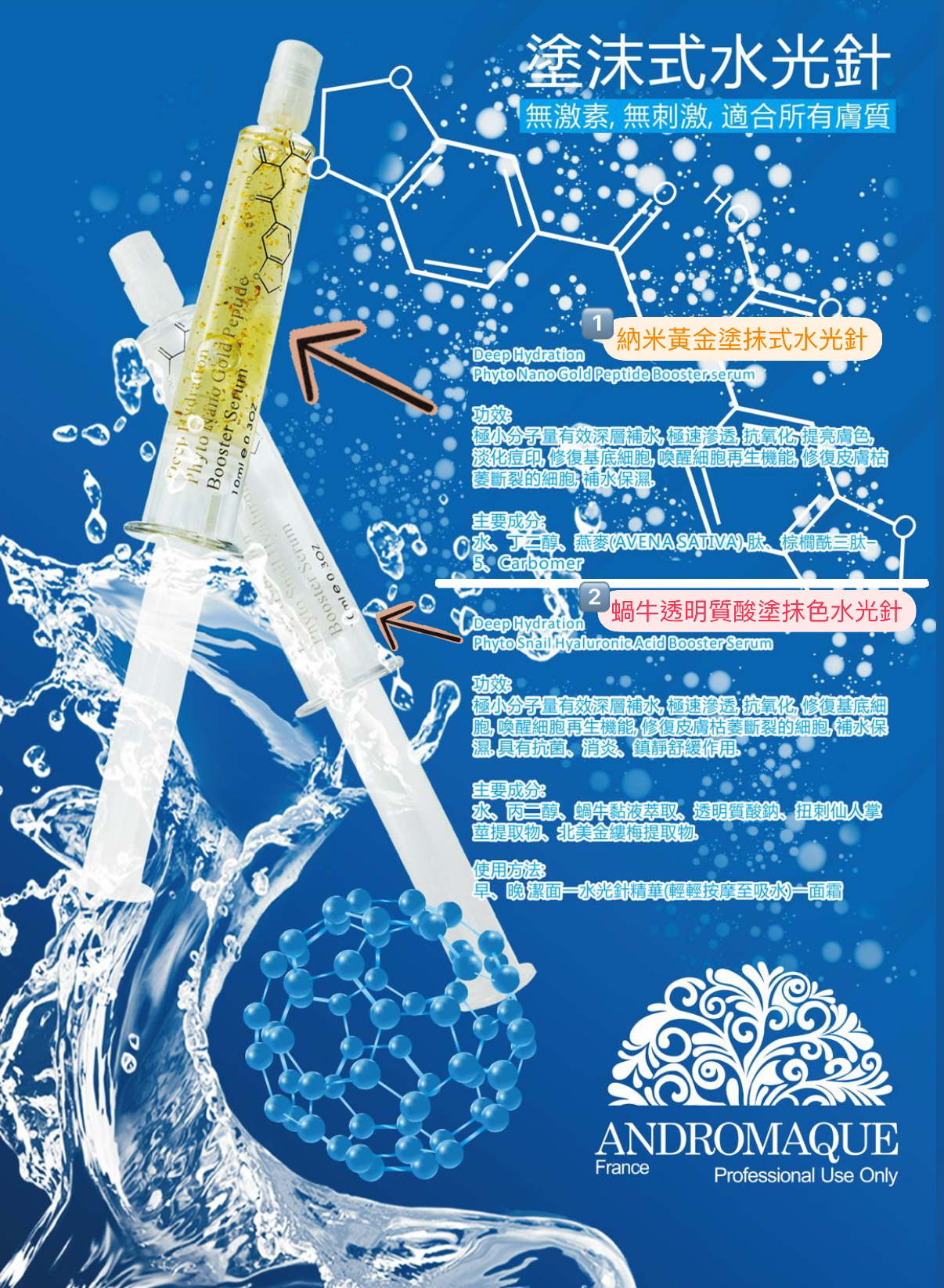 ANDROMAQUE蝸牛透明質酸塗抹水光針