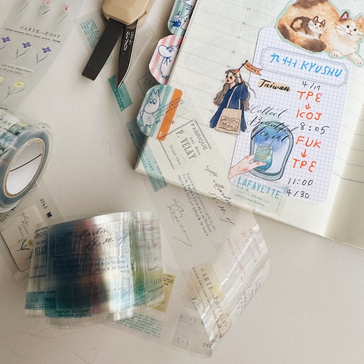 選擇_滾筒貼紙 PET透明貼紙捲 P-008｜日本 yohaku