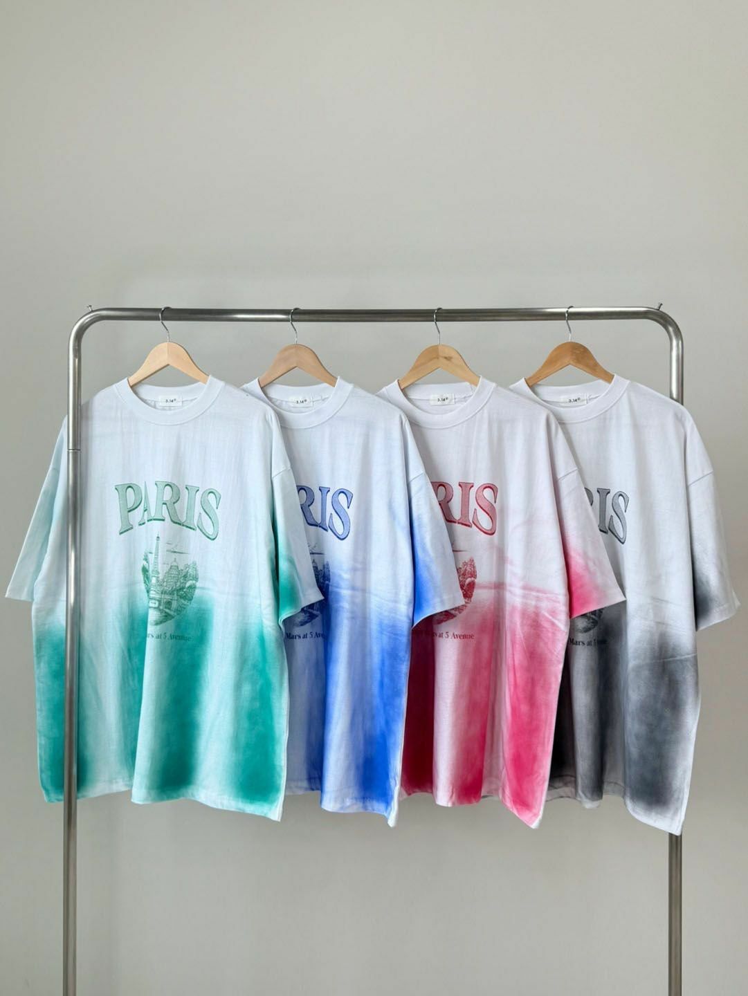 OverSize仿污英文字短袖Tee e 3.14-070T