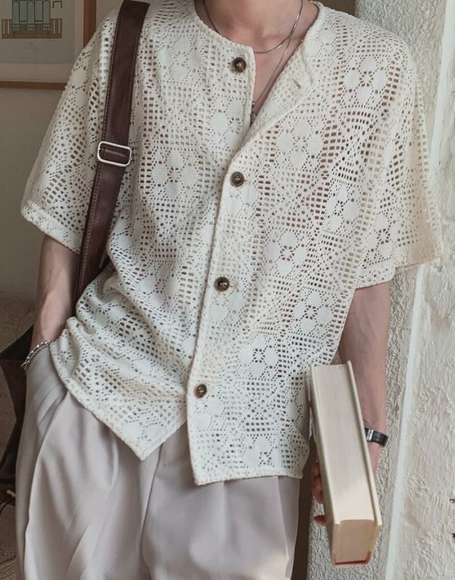 圓領網花紋短袖恤衫 MALENKII-144S