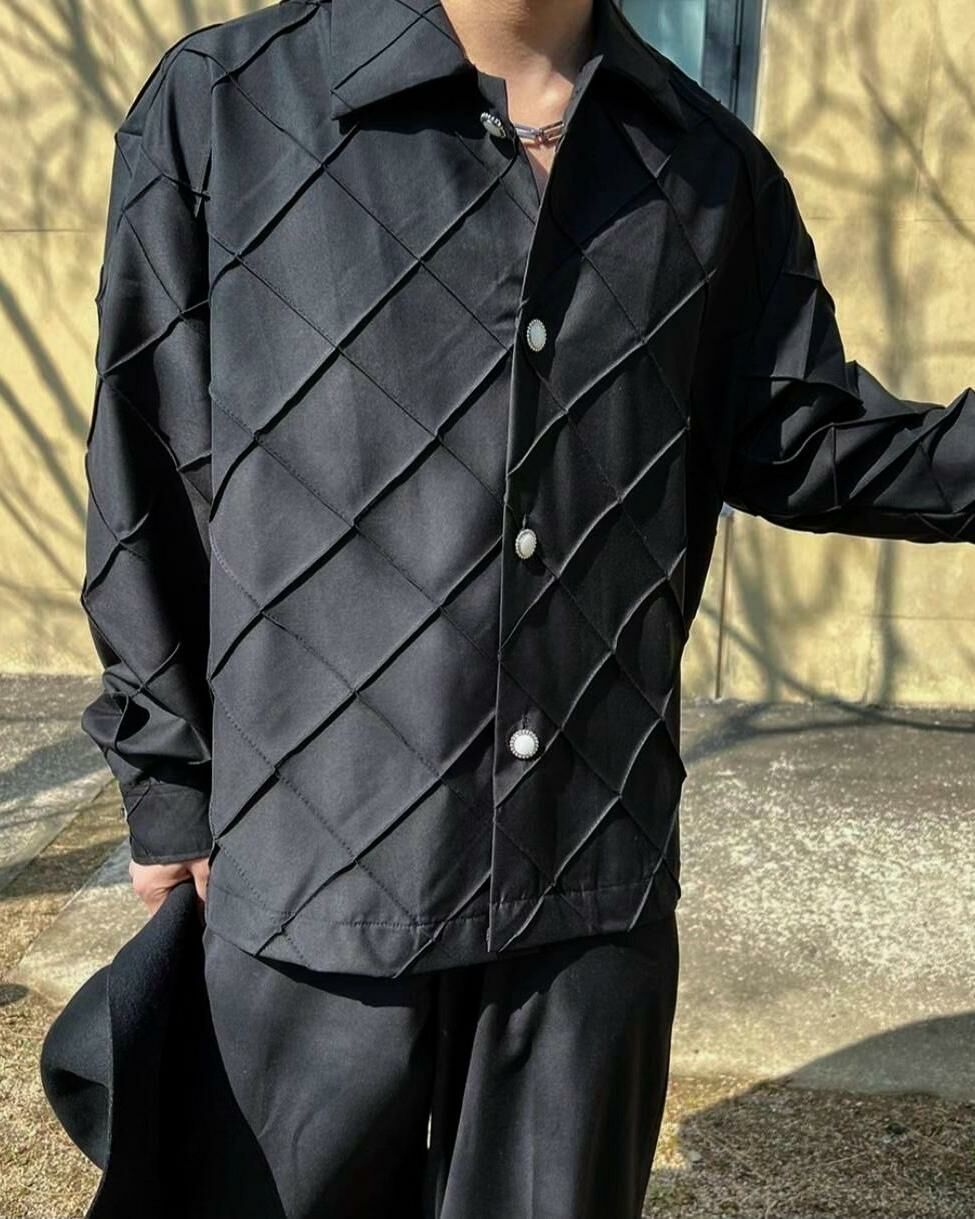 暗格紋長袖恤衫 MALENKII-090S