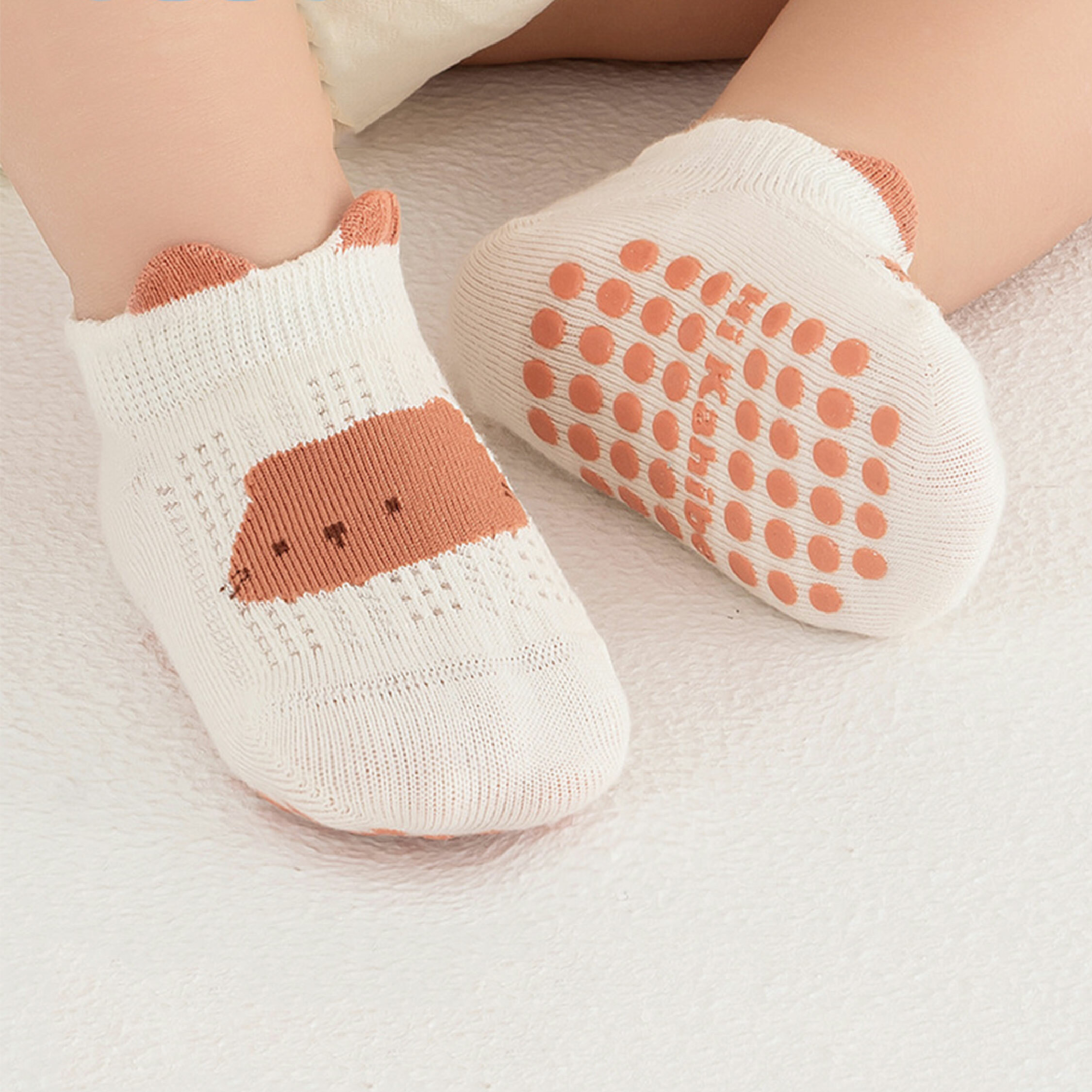 【JA4101】麻糬動物網眼透氣止滑襪(兩雙一組)＊四色