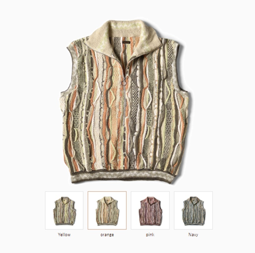 KAPITAL 2025 7G KNIT GAUDY HALF ZIP VEST - PRE ORDER ITEM (預訂中)