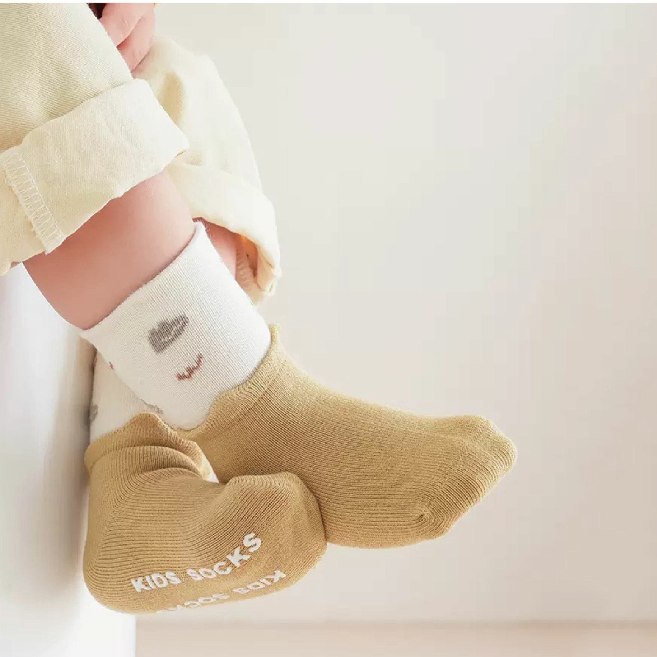 【JA4100】迷你花紋雙色止滑襪(兩雙一組)＊四色