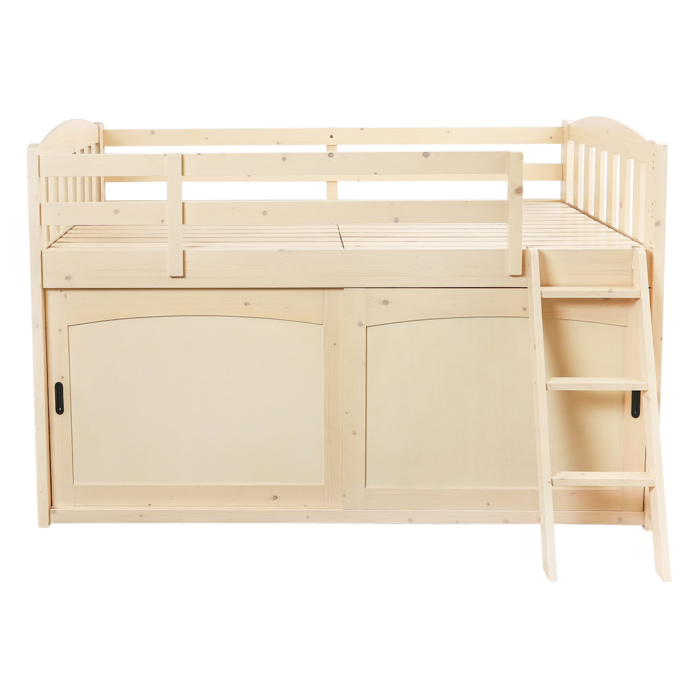 麥安3.5尺單人收納型實木雙層床架/兒童中高層床組/高架床(內附吊衣桿)