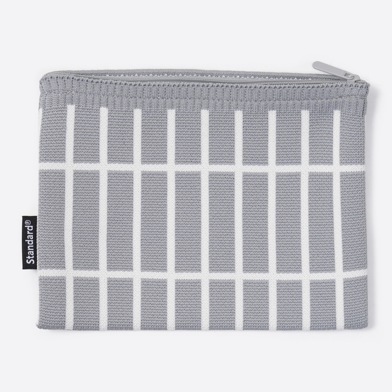 SP 針織小物收納袋/灰線條 17×21.5cm