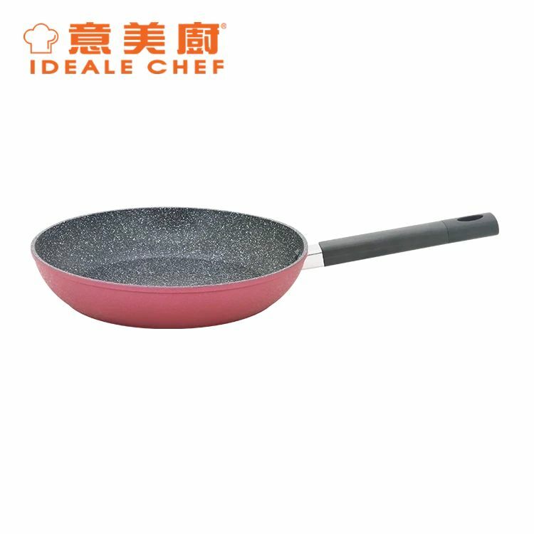 意美廚鍛造鑄鋁雲石紋易潔28CM單柄煎鍋- 冰紅色(IC31228F)
