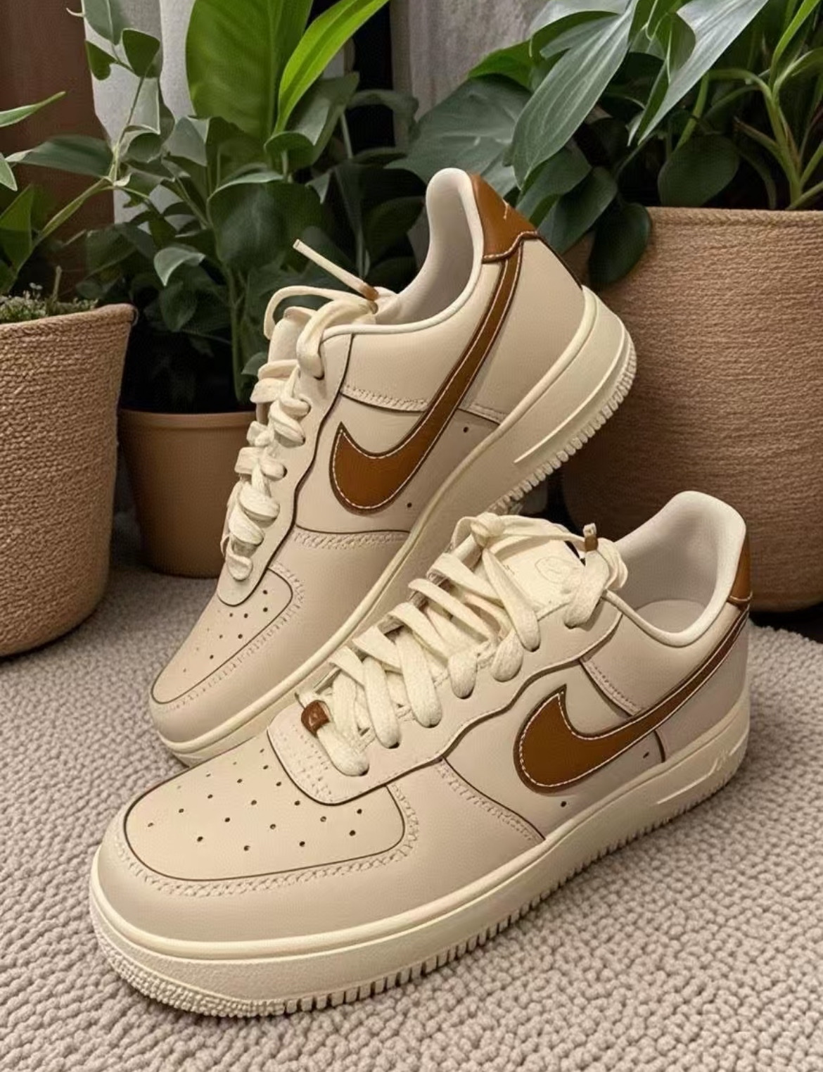 男鞋 NIKE AIR FORCE 1 '07 ' Pearl White' 奶棕 真皮 經典 休閒鞋【IB8865-221】AF1