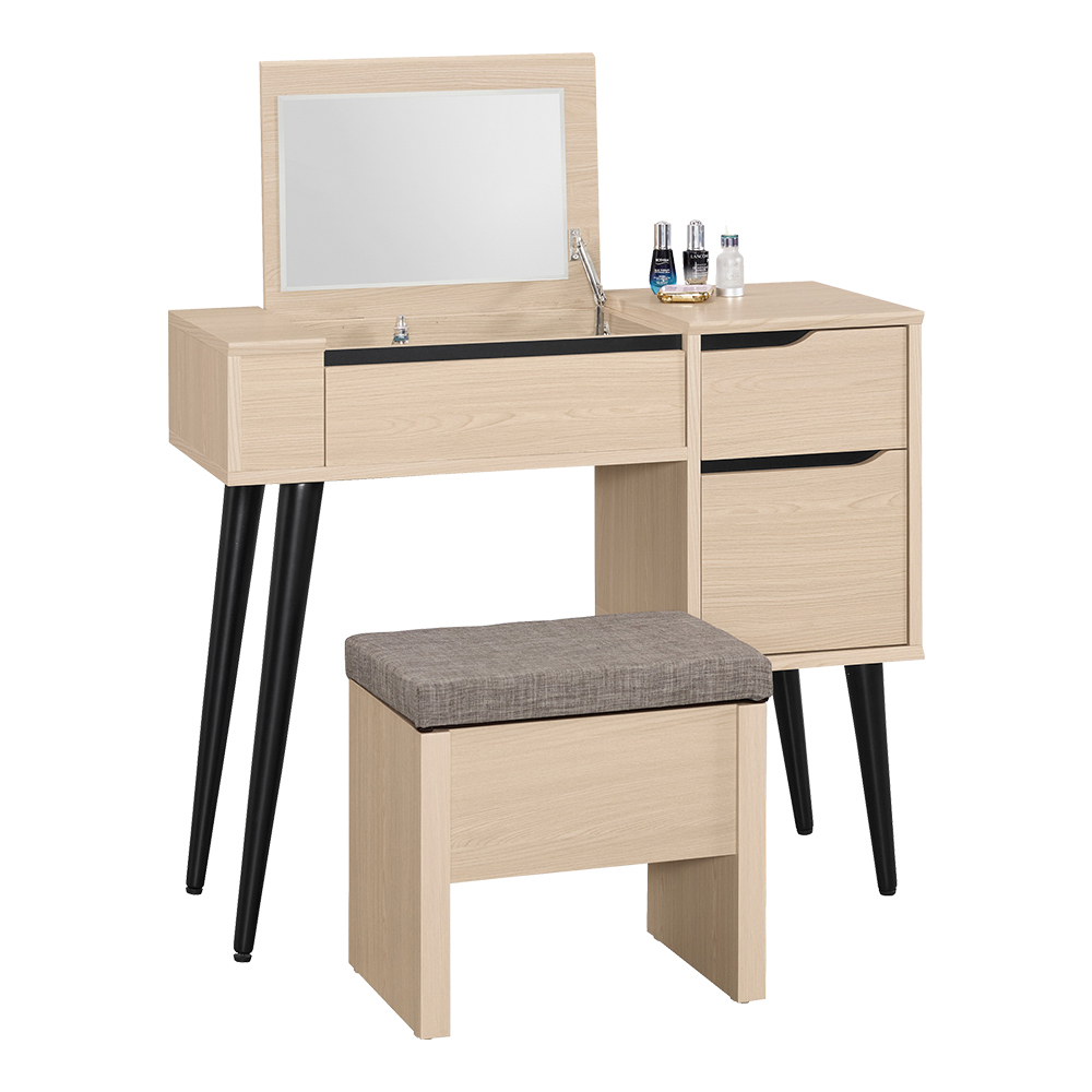 米達3尺掀蓋式化妝桌/鏡台/梳妝台(附收納化妝椅)