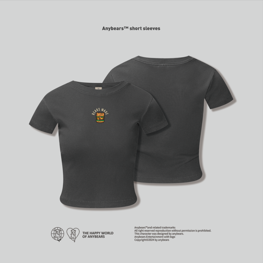 ANYBEARS®Hamburger BEAR Crop Top 漢堡熊 短版上衣