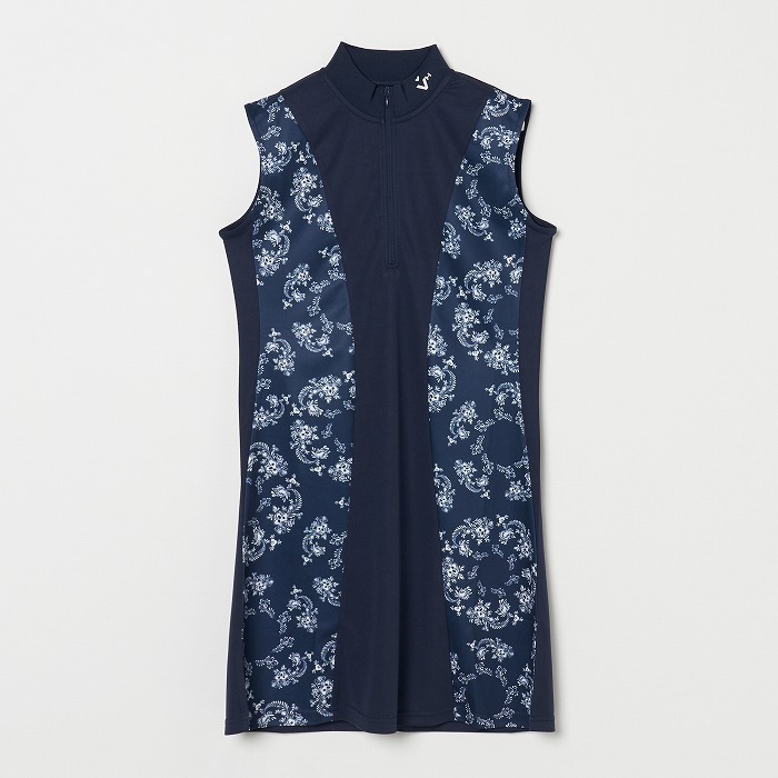 女士-植物圖騰無袖連身裙