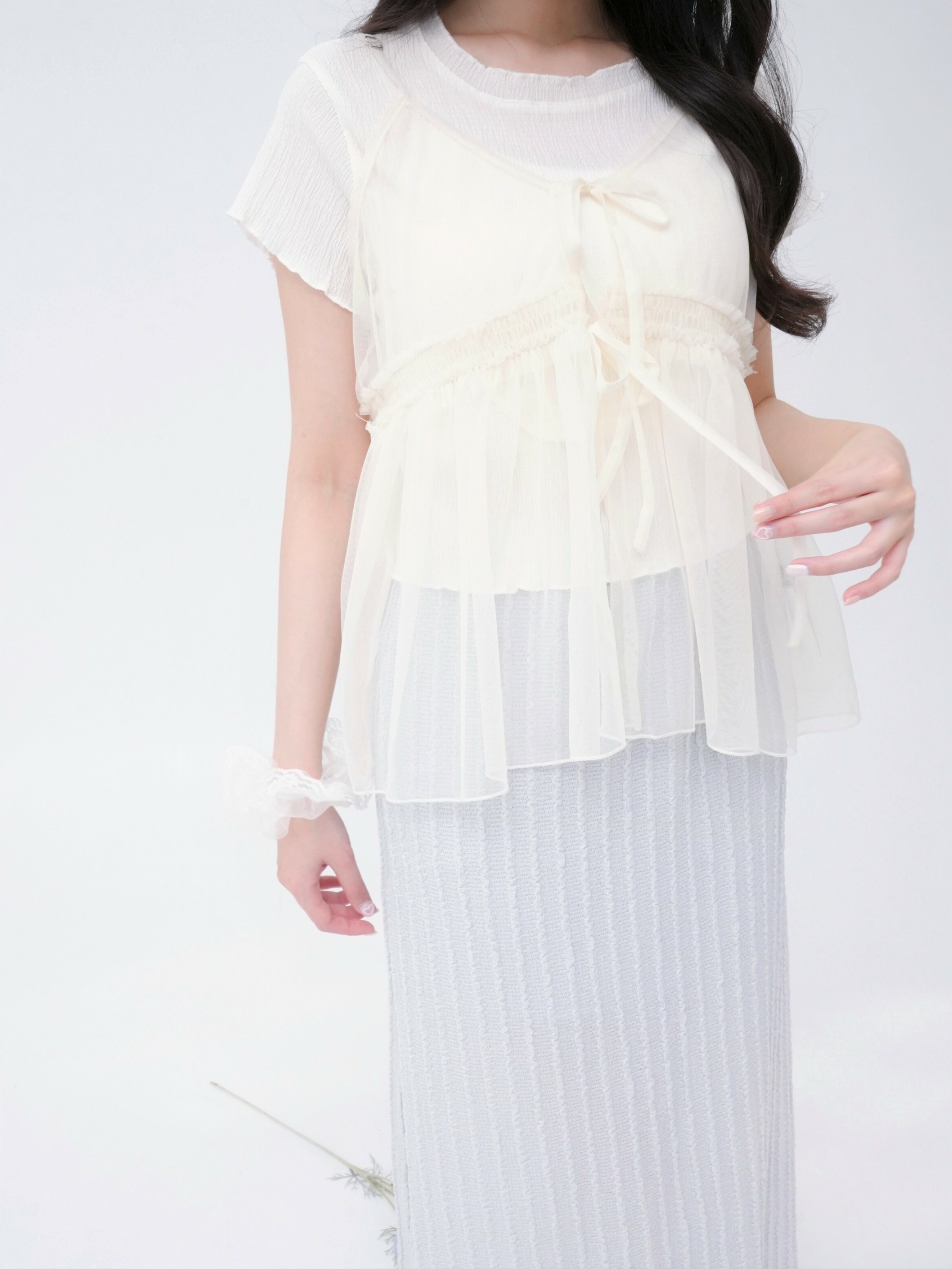 法朵Fado shop｜ 質感上衣 + 雪紡背心 (兩件套) 9263003