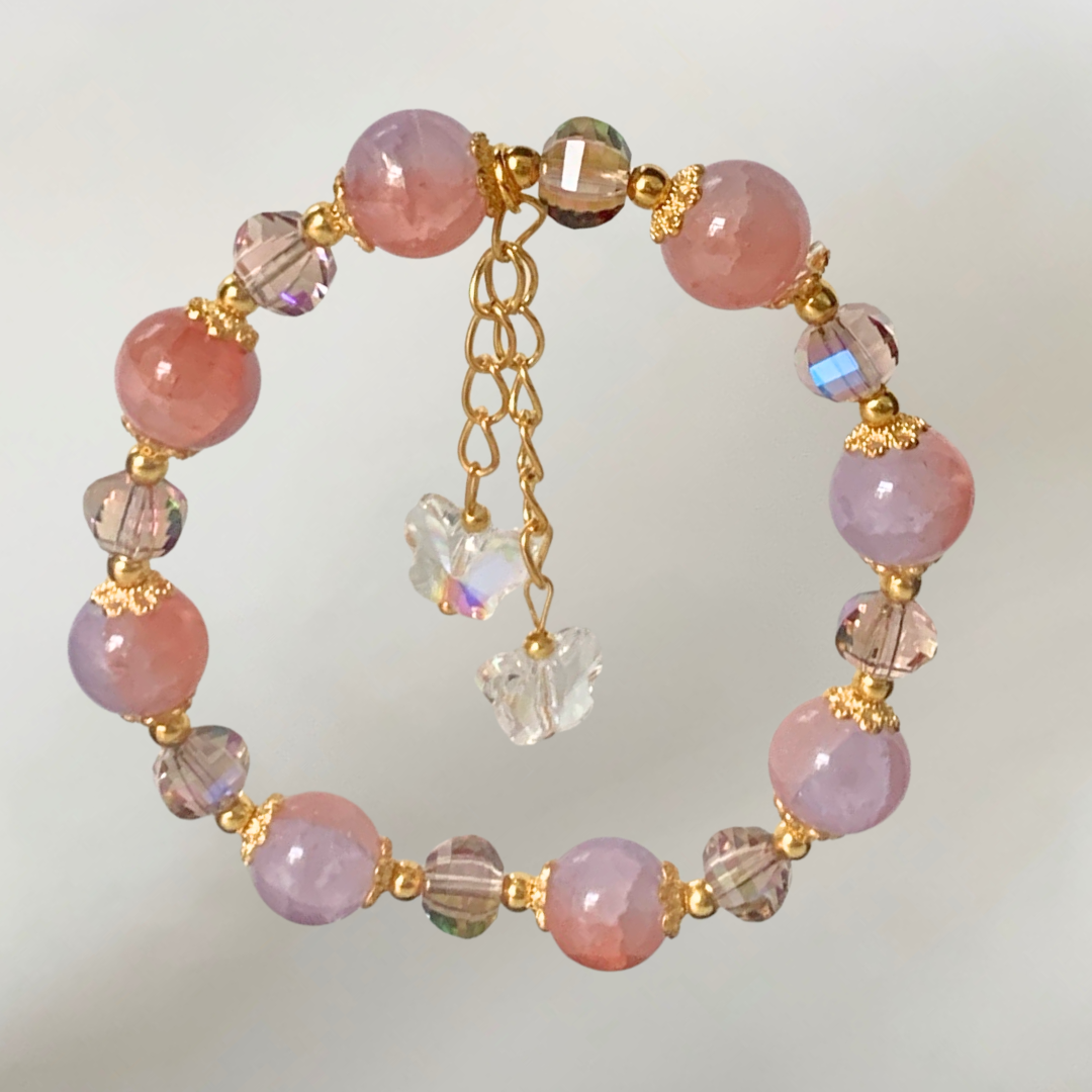 絲帶花首飾禮盒配琉璃手串