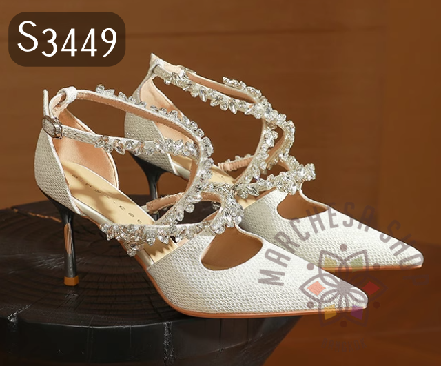 S3449 - 羊猄Bling Bling閃鑽交叉帶高踭鞋