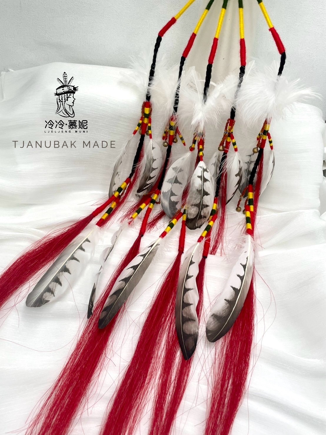 W-仿真手工繪畫羽毛萊冠80cm