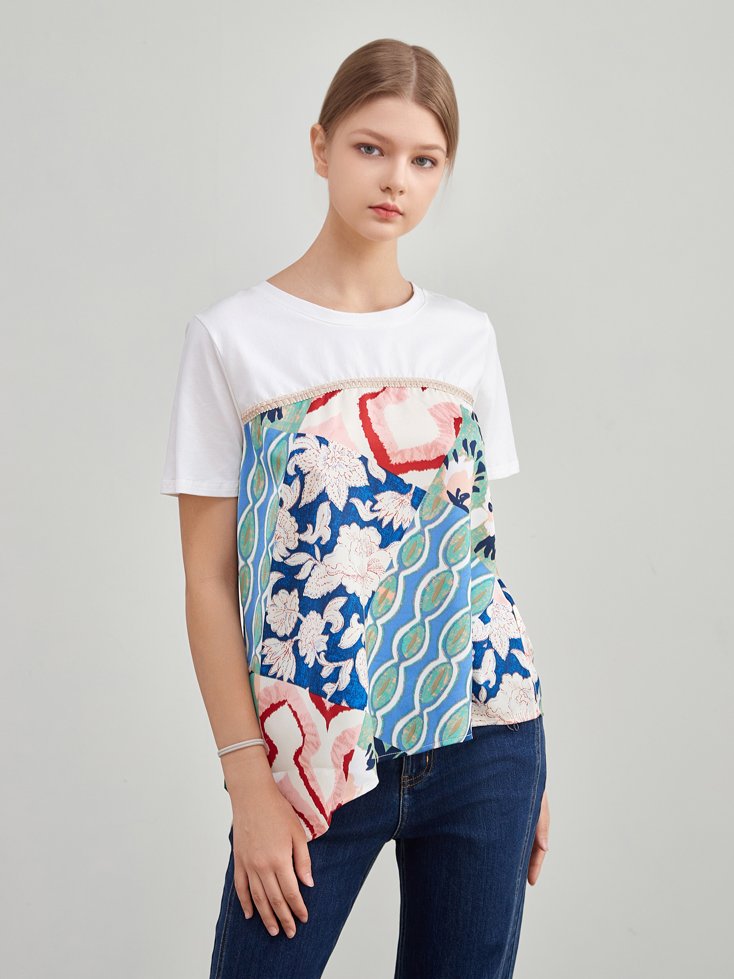 mi-tu 印花圓領T恤