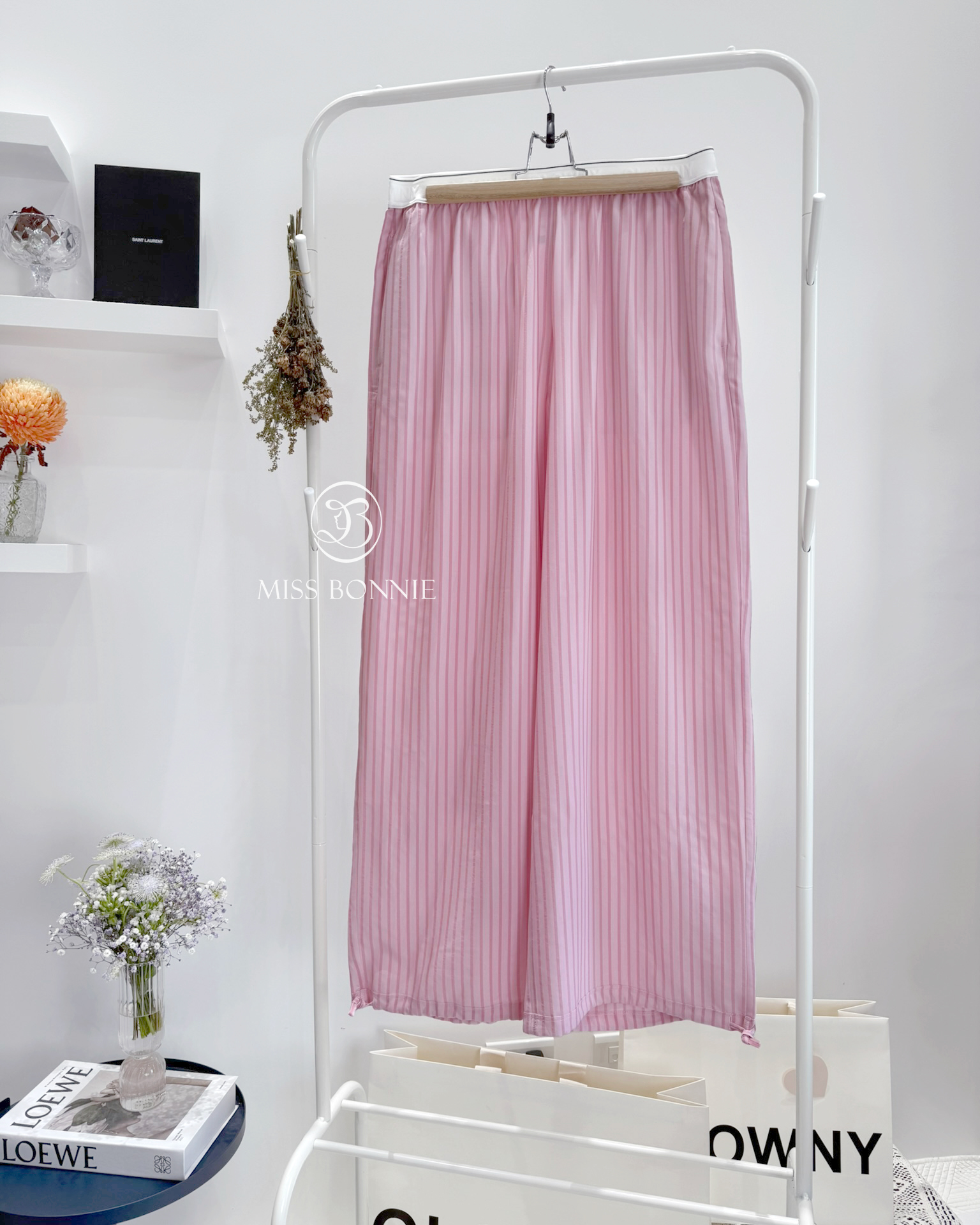 GLOWNY條紋寬版長褲