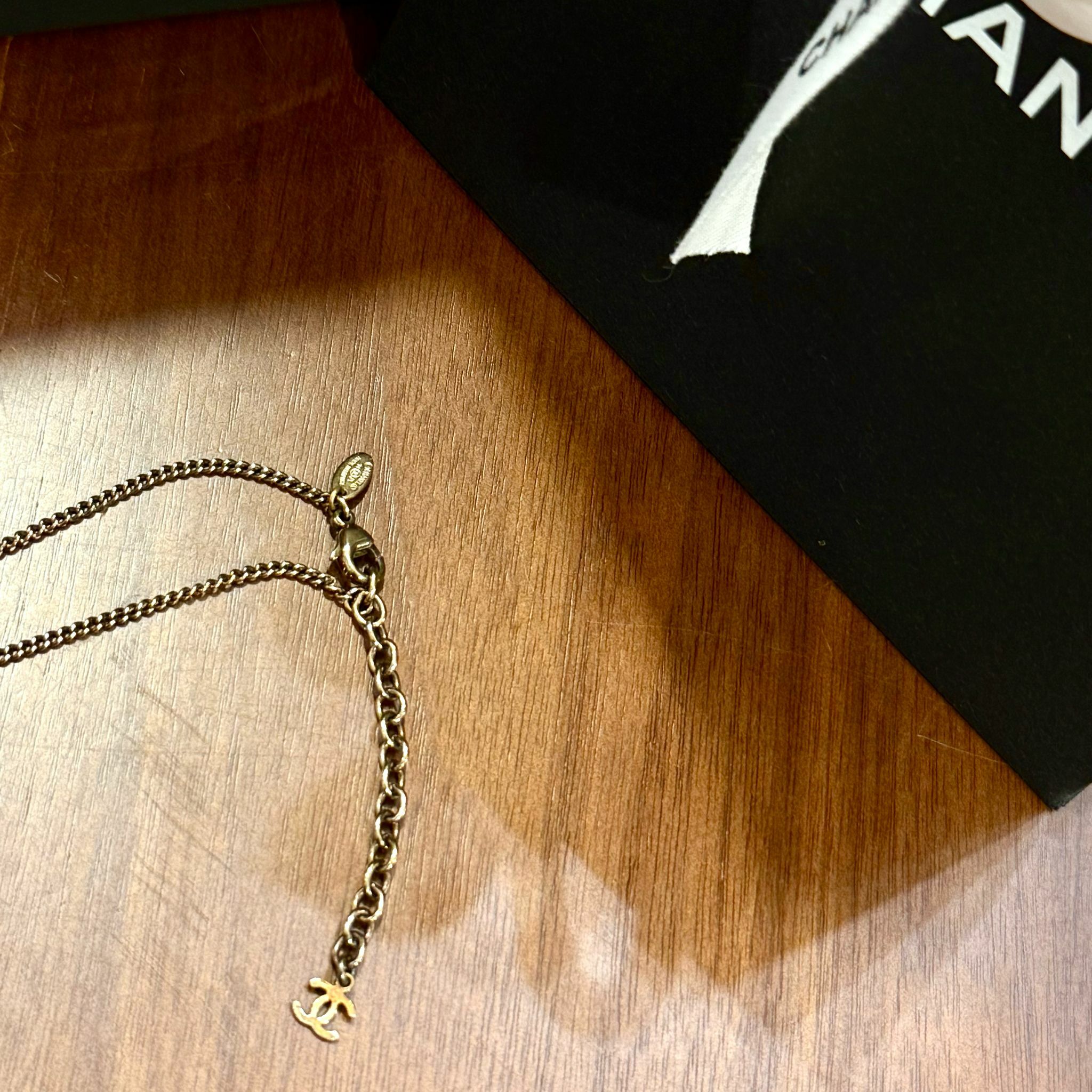 95%NEW二手CHANEL頸鏈 VINTAGE 黑色圓形亞克力 金鏈  中古香奈兒首飾 #香榭站正品