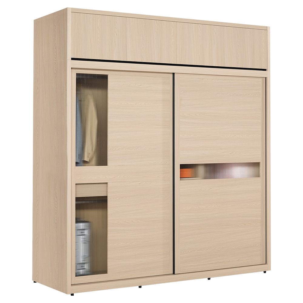 米達7尺加高型長虹玻璃衣櫃(推/拉門衣櫃+棉被收納櫃-內附穿衣鏡)