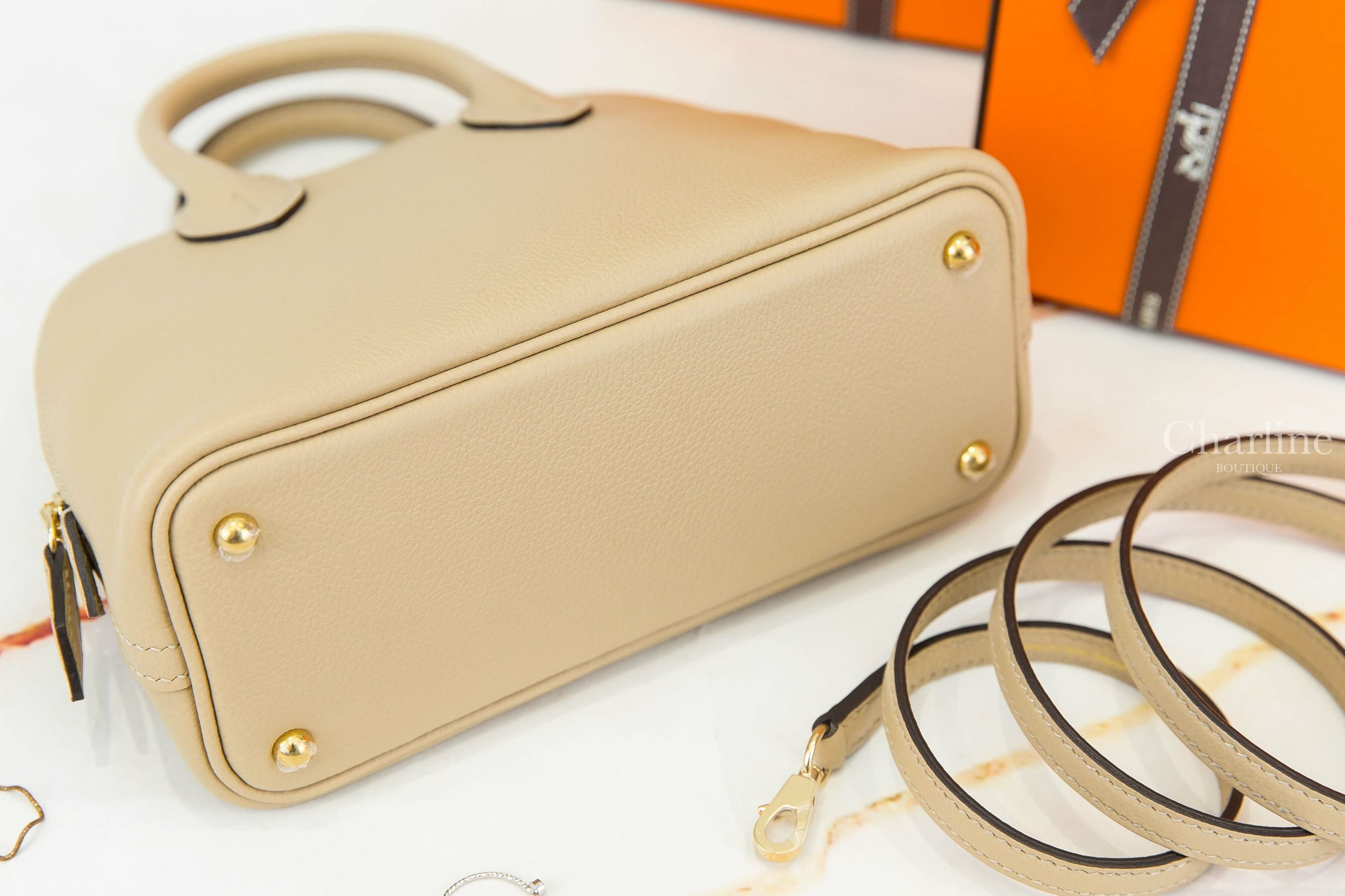 Hermès Bolide 1923 Mini S2 Trench Evercolor 風衣灰香檳金釦迷你手提肩背包-Charline Boutique 精品代購