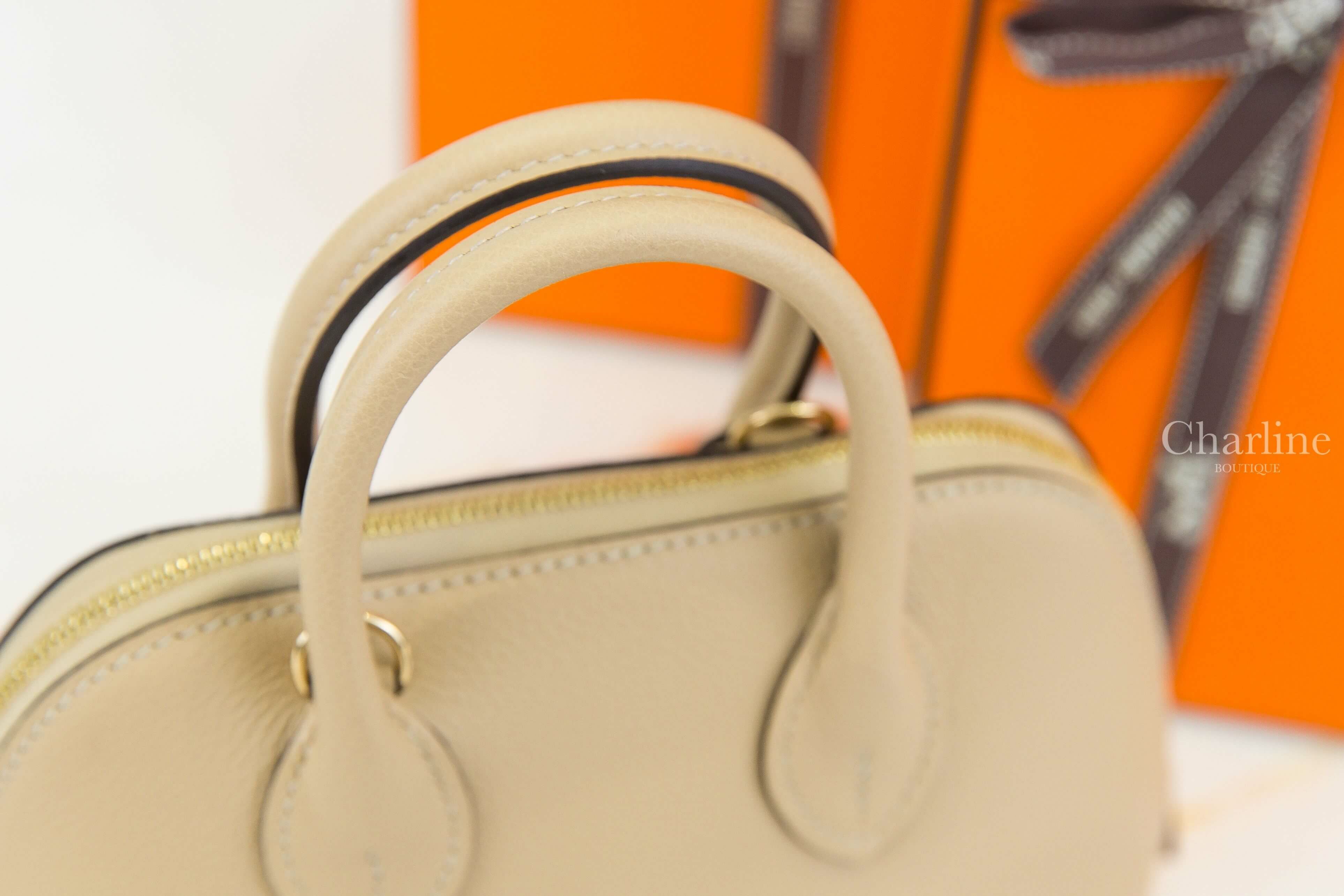 Hermès Bolide 1923 Mini S2 Trench Evercolor 風衣灰香檳金釦迷你手提肩背包