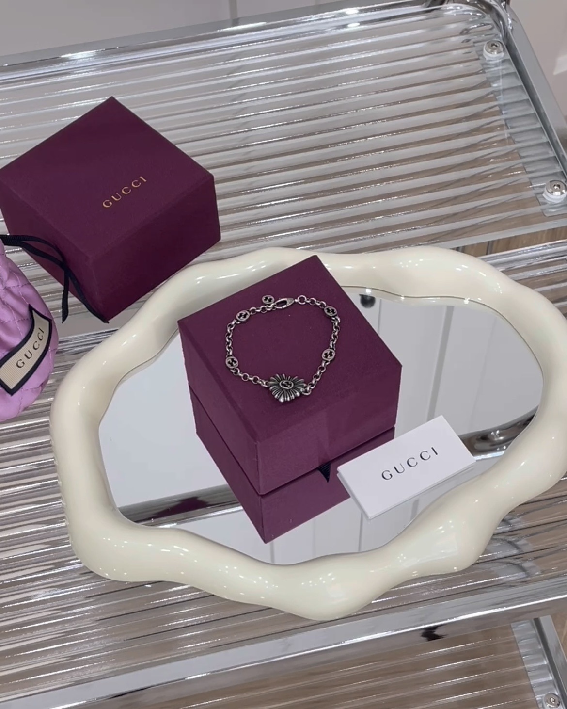 GUCCI｜復古銀色手鍊 愛心 16/17/18CM